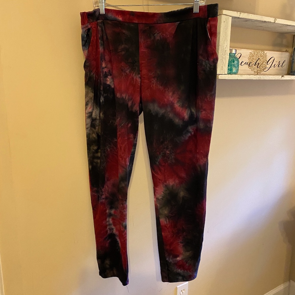 Mai Soli Burgundy and Black Tie Dye Lounge Pants